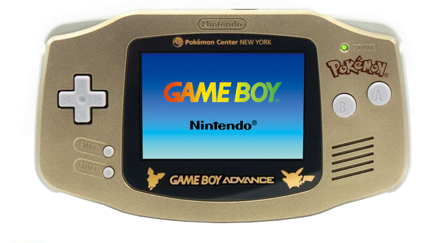 Nintendo Game Boy Advance Pokémon Center NY - gold w/ artwork (US, 2001)