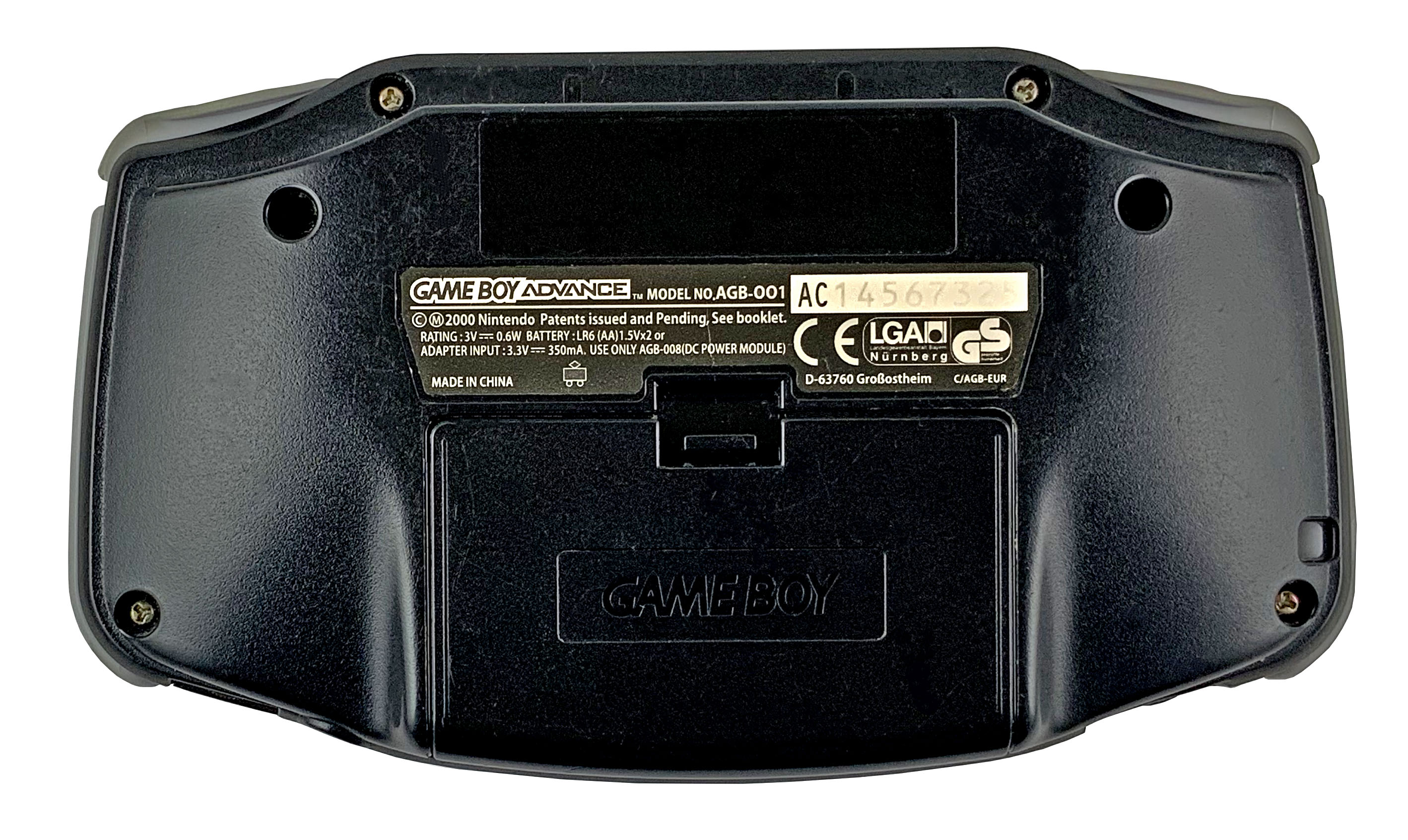 Nintendo Game Boy Advance задняя сторона