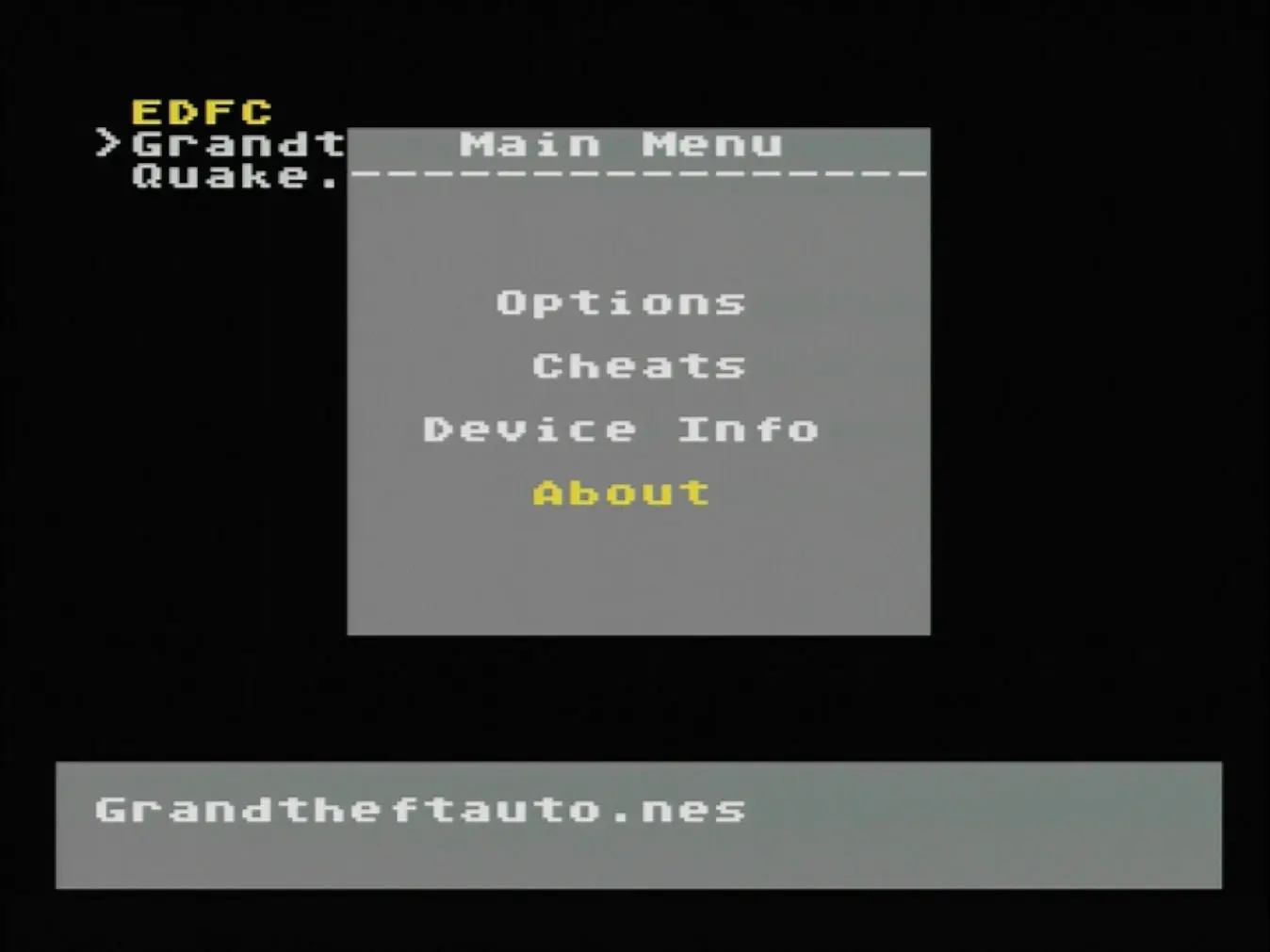 N8 Supergame Pro main menu (after pressing Select) N8 Supergame Pro main menu (after pressing Select)
