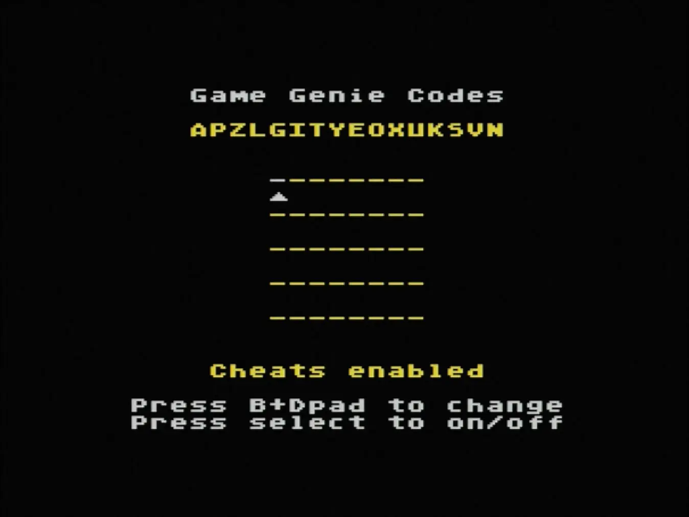 Cheats menu in N8 Supergame Pro Cheats menu in N8 Supergame Pro