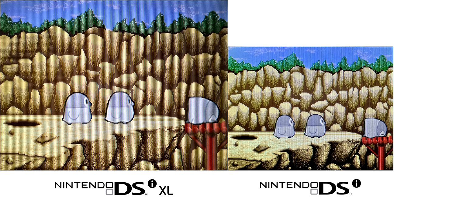 Nintendo DSi XL и Nintendo DSi сравнение экранов