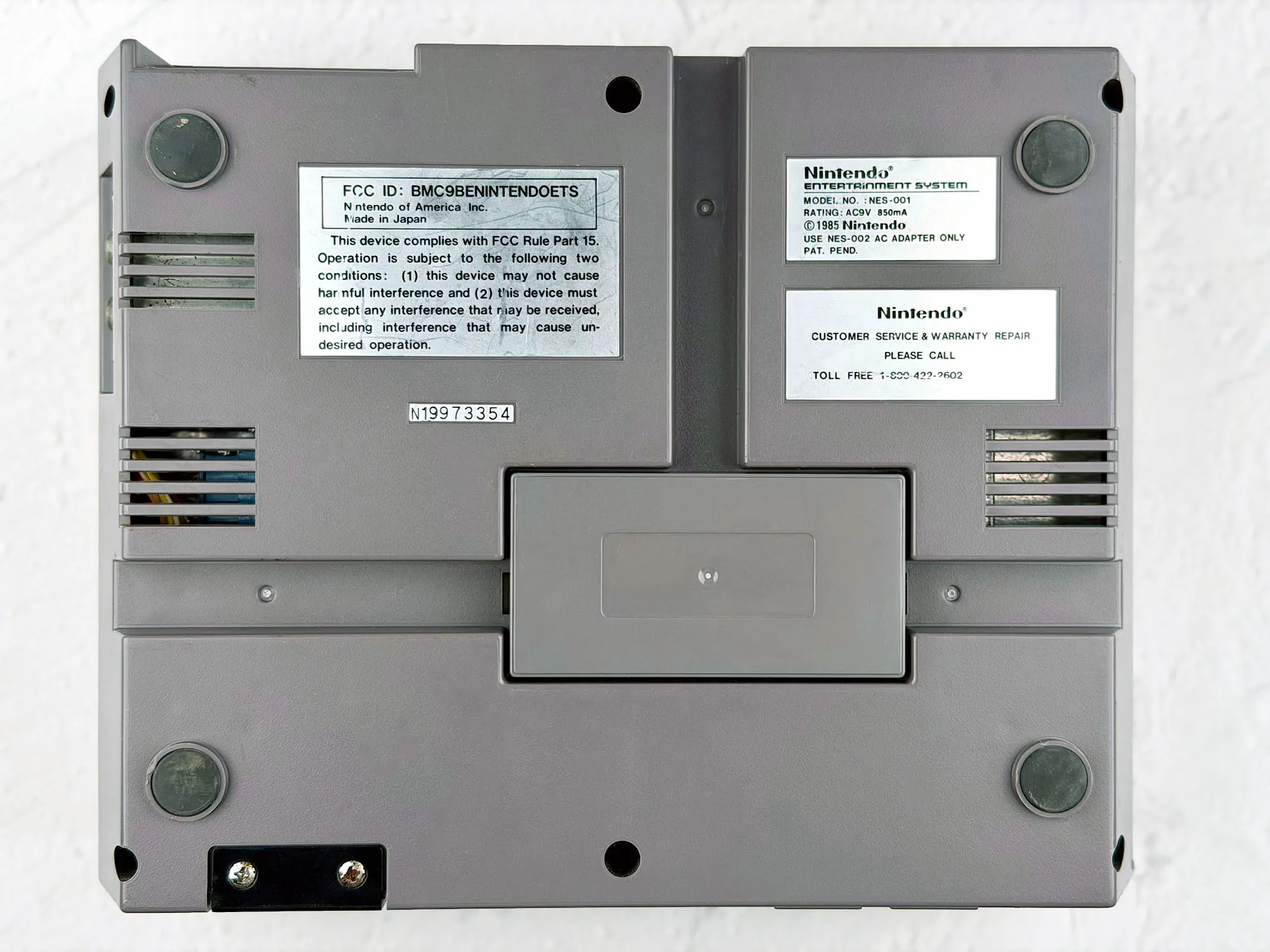Nintendo Entertainment System (NES) — bottom view Nintendo Entertainment System (NES) — bottom view