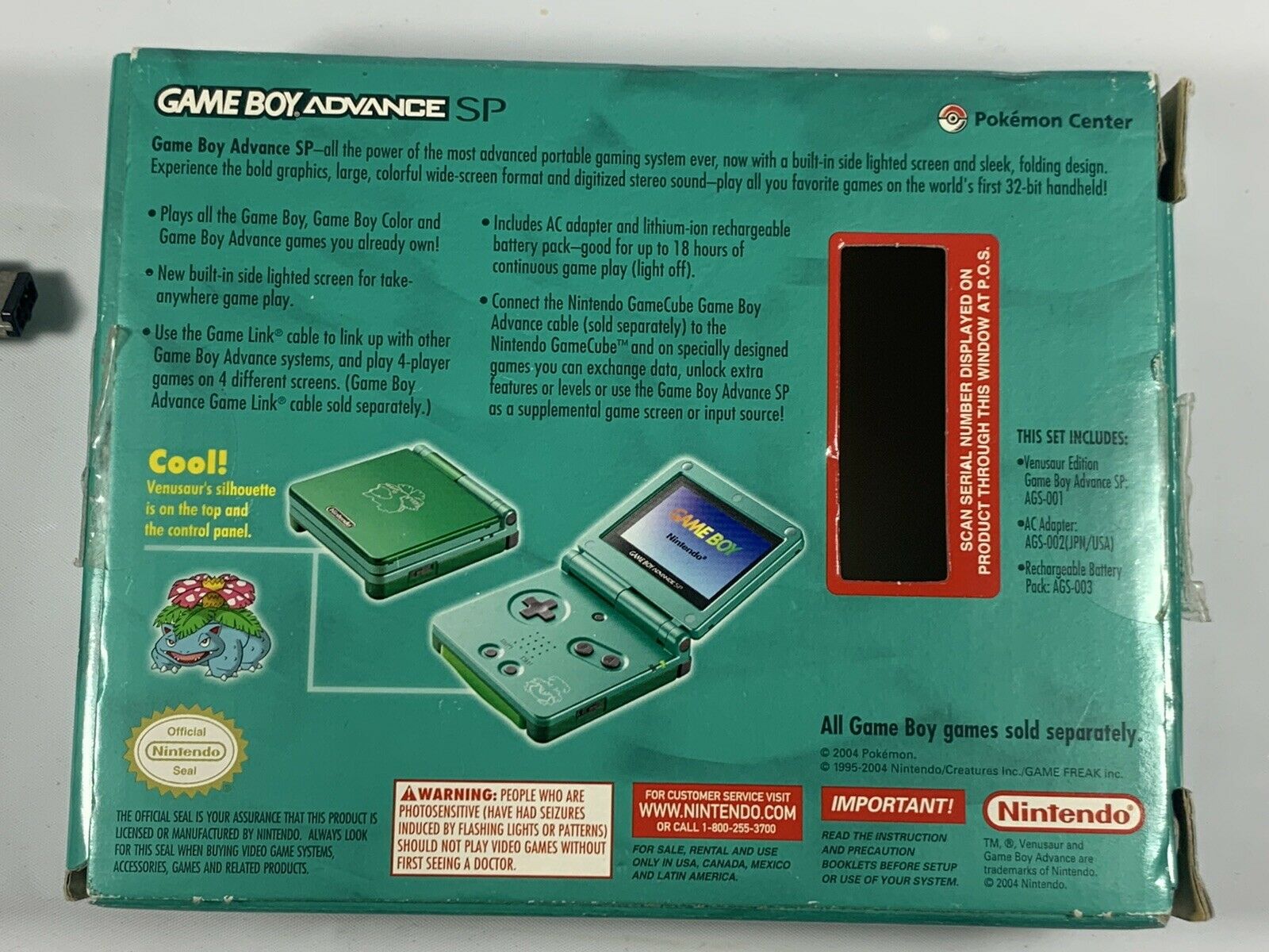 Game Boy Advance SP Venusaur упаковка