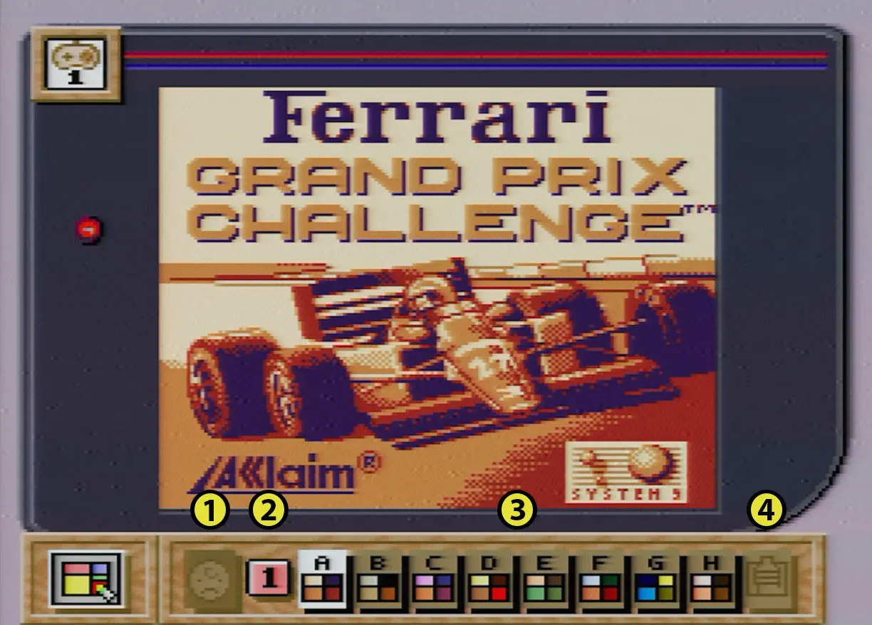 Подменю SGB — палитра Подменю Super Game Boy — выбор палитры