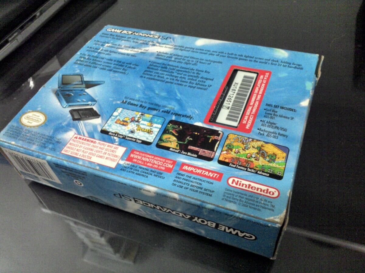 Game Boy Advance SP Surf Blue упаковка